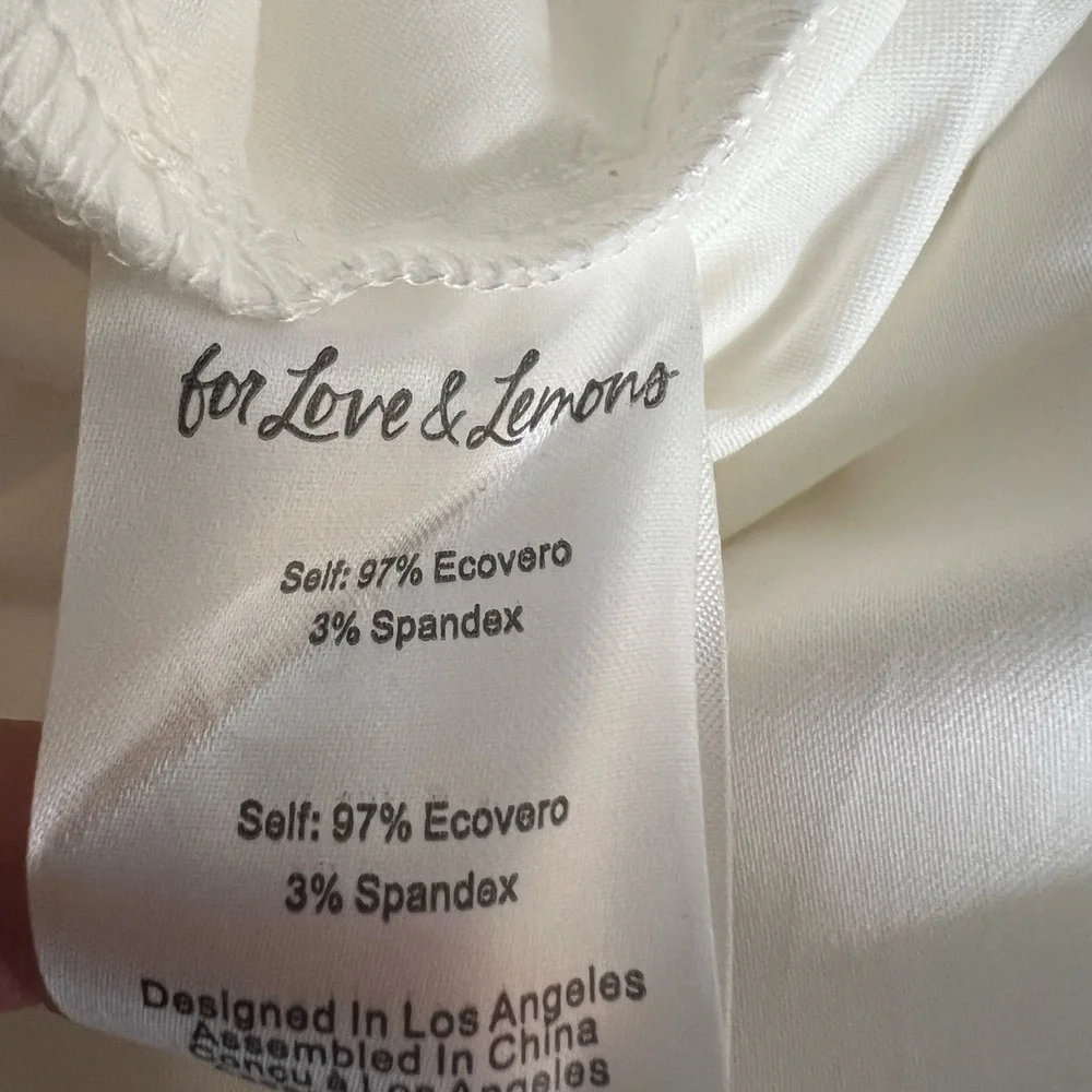 For Love &‎ Lemons White Midi Skirt Ecoveco Blend Pull-On Elastic Waist XL New